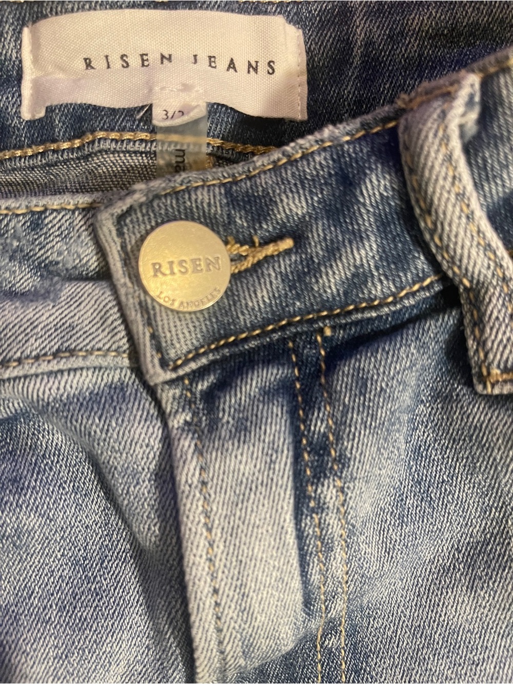 High-Rise Light Blue Distressed Flare Jeans - Picture 3 of 9